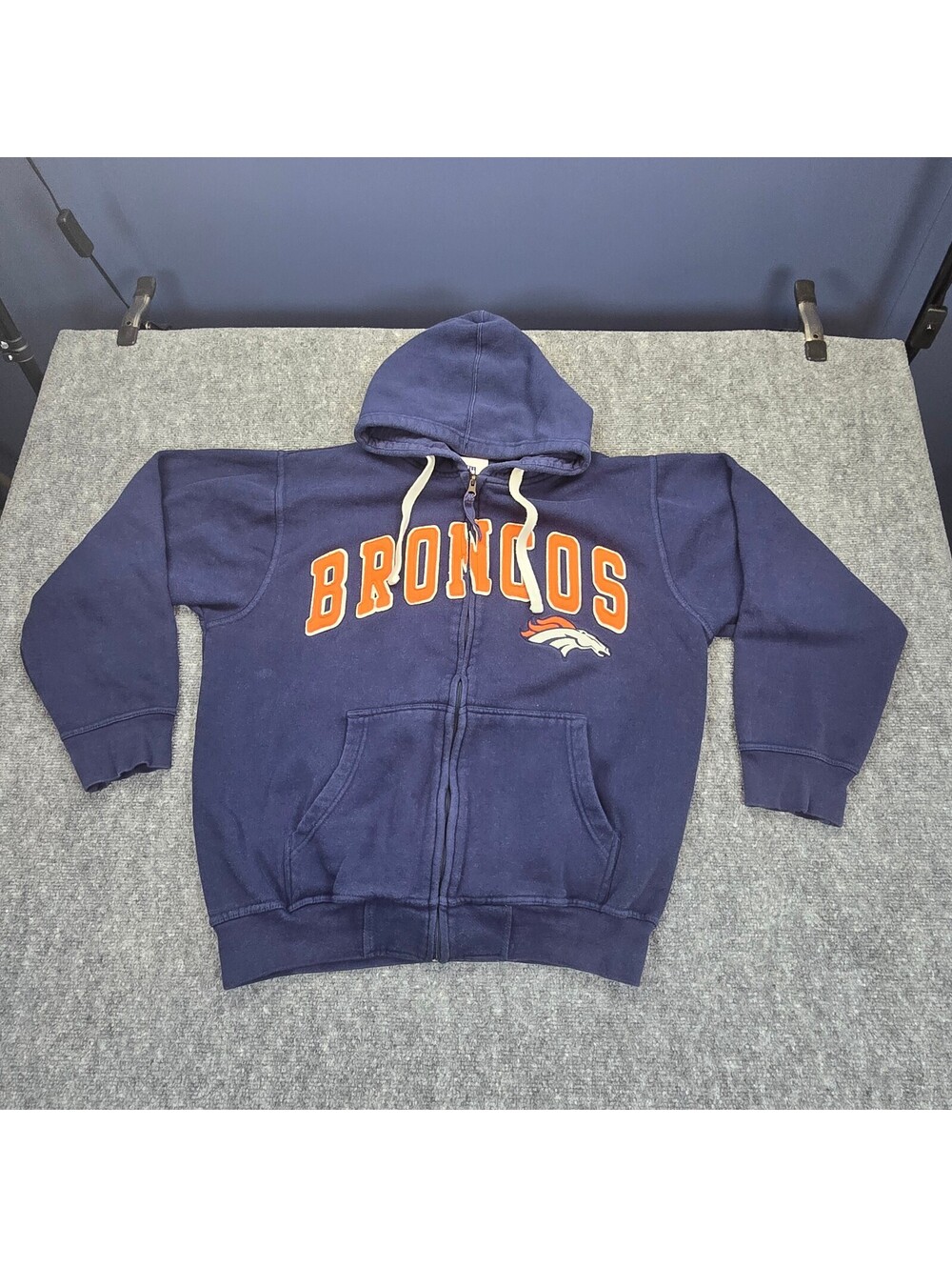 NFL Denver Broncos Navy Full Zip Hoodie Men's Large